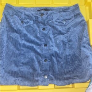 Ash Blue Corduroy Button-Up Skirt